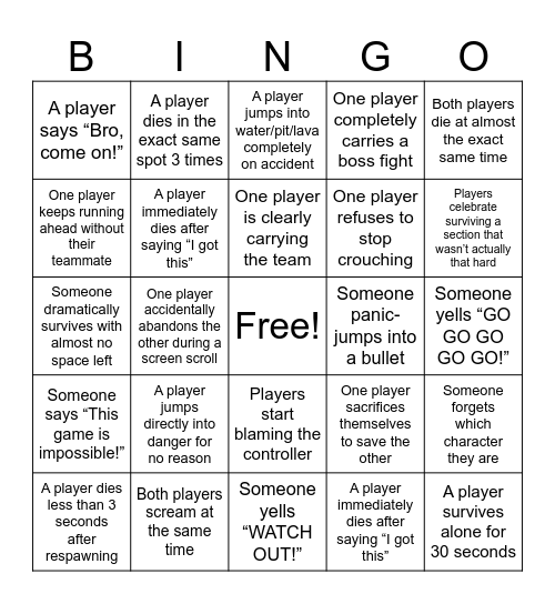 CONTRA CHAOS Bingo Card