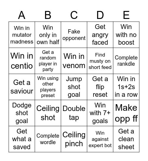 RL challenge Bingo Card