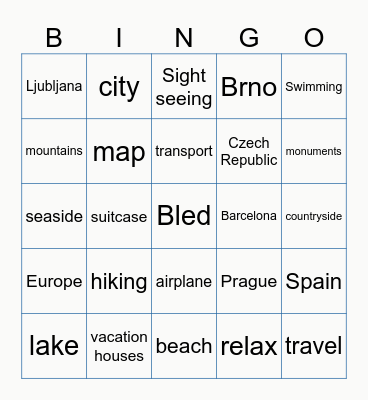 Vacation Bingo Card