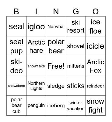 Bingo at the North Pole Bingo Card
