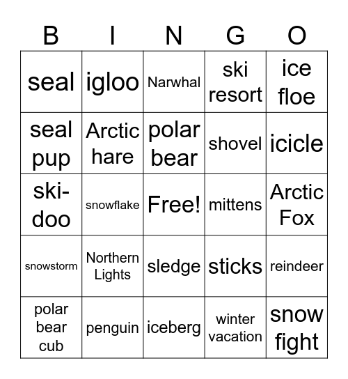 Bingo at the North Pole Bingo Card
