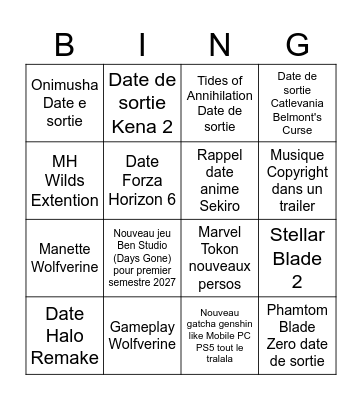 State of Play Juin 2026 Bingo Card