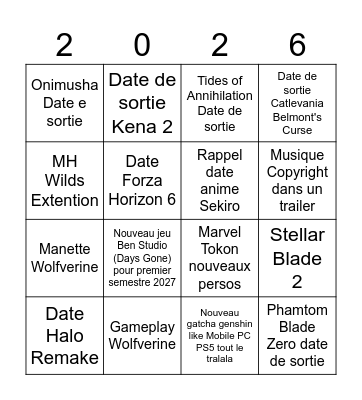 State of Play Juin 2026 Bingo Card