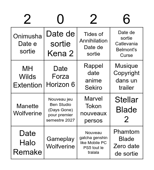 State of Play Juin 2026 Bingo Card