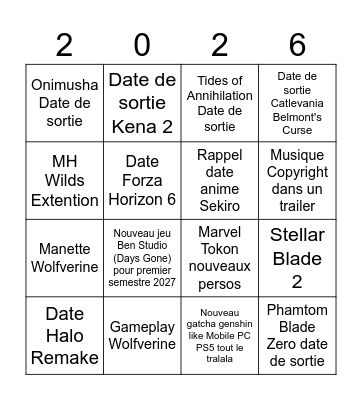State of Play Juin 2026 Bingo Card