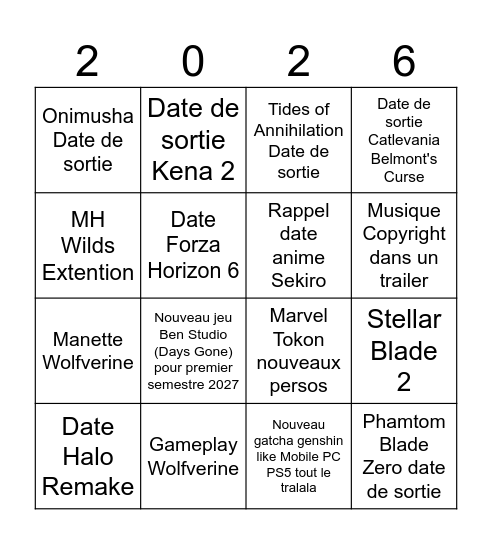 State of Play Juin 2026 Bingo Card