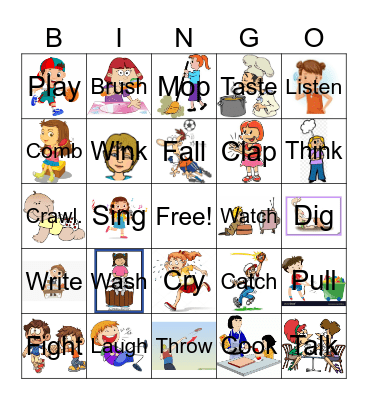 Verbs Bingo Card