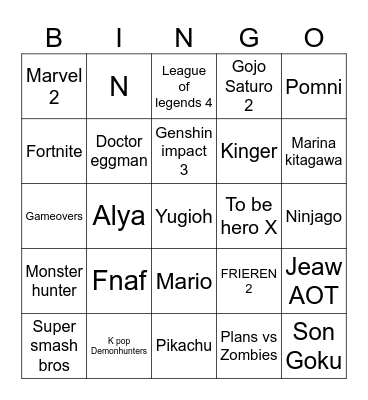 DOKOMI 2026 Bingo Card