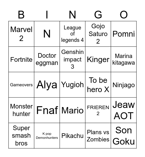 DOKOMI 2026 Bingo Card