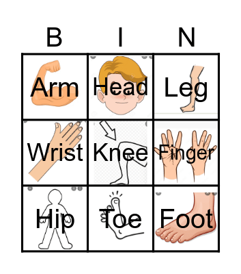 My body Bingo Card