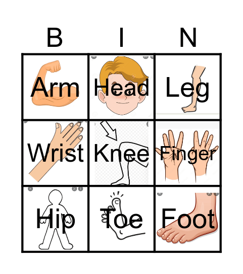 My body Bingo Card