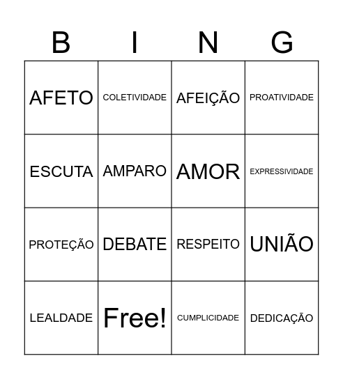 BINGO DA AMIZADE Bingo Card