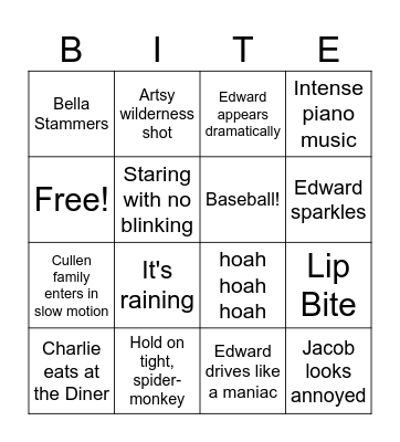 Twighlight Bingo Card