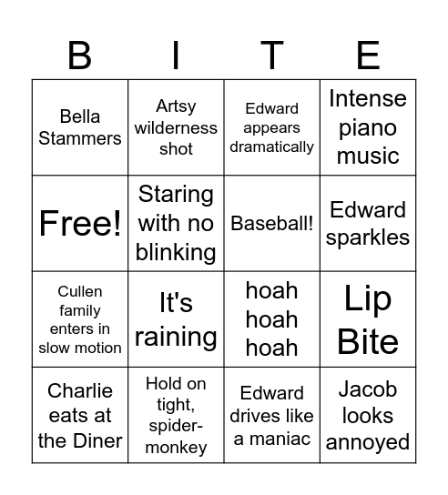 Twighlight Bingo Card
