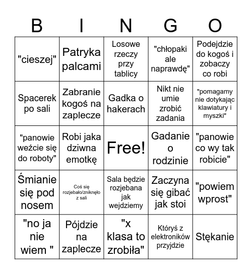 PJ Bingo Card