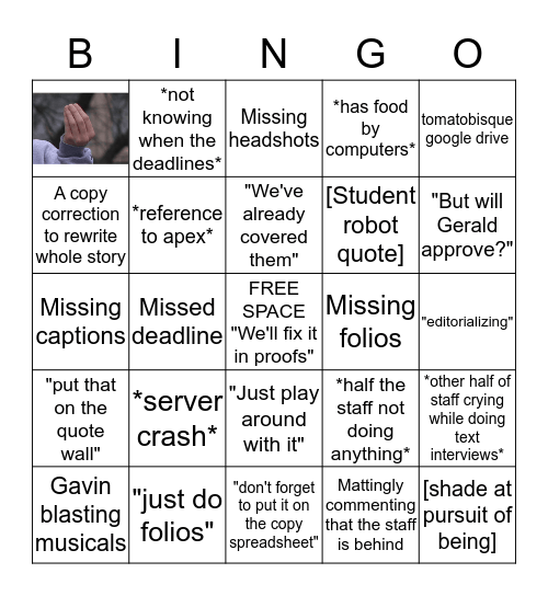 yearbook bingo Card