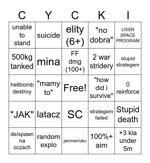 bugdivers II Bingo Card