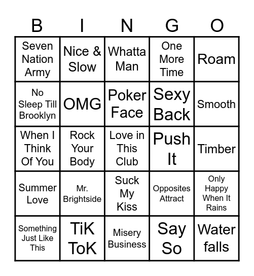 Game 2 - No Scrubs, Just Dubs Bingo Card