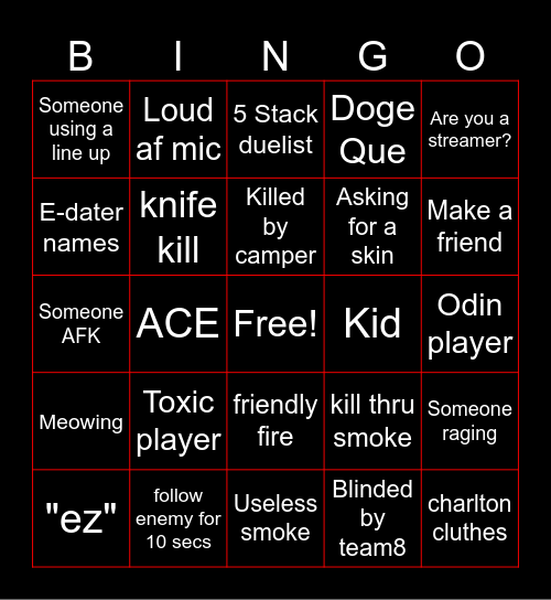 ULTIMATE VALORANT BINGO Card
