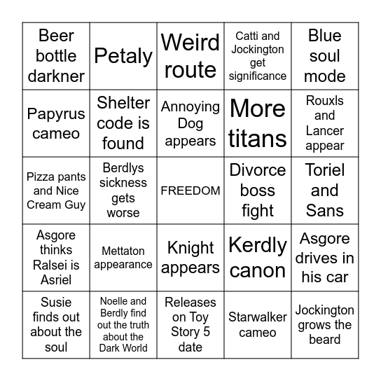 DELTARUNE TOMORROW! Bingo Card
