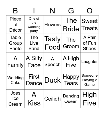 Wedding Bingo Card