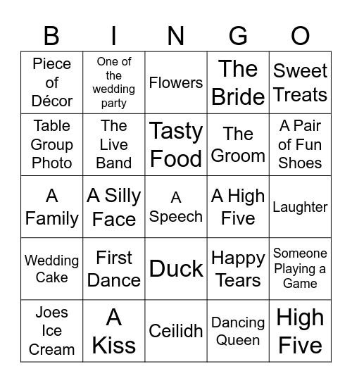 Wedding Bingo Card