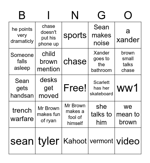 SS Bingo Card