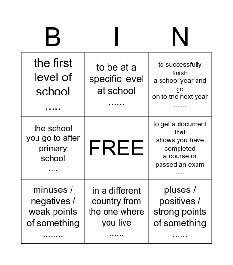 CHU11 Bingo Card