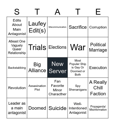State SMP Bingo Card