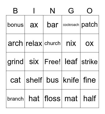 Plurals Bingo Card
