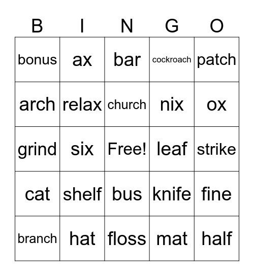 Plurals Bingo Card