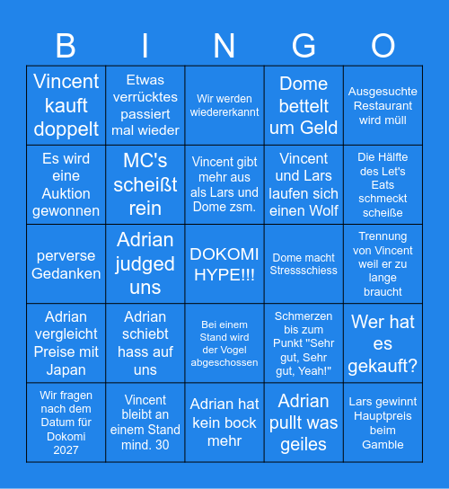 Dokomi 2026 Bingo Card
