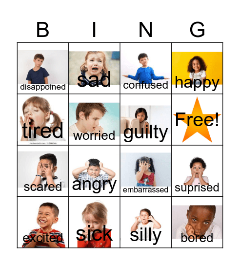 Emotions Bingo Card