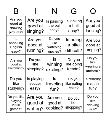 ~ing Bingo! Bingo Card