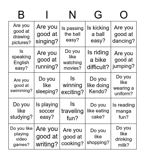 ~ing Bingo! Bingo Card