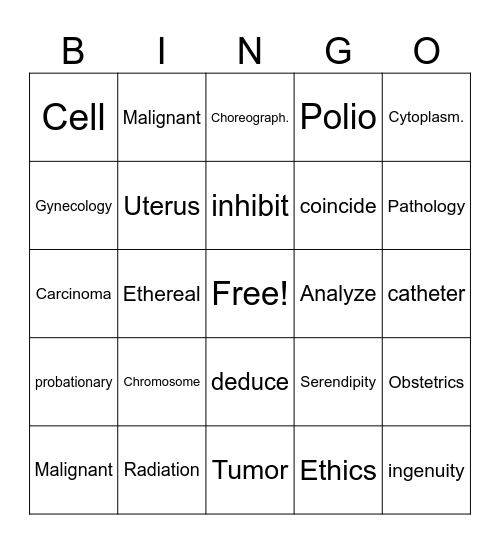 The Immortal LIfe of Henrietta Lacks Bingo Card