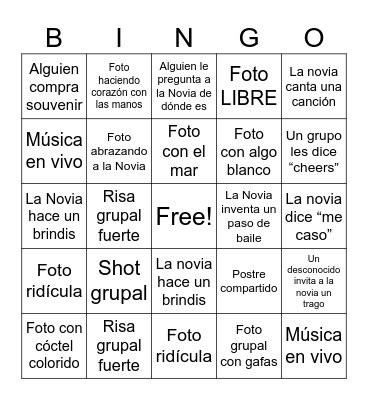 CONI’S BACHELORETTE Bingo Card