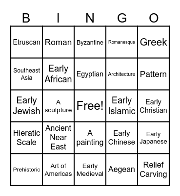 Art History Bingo Card