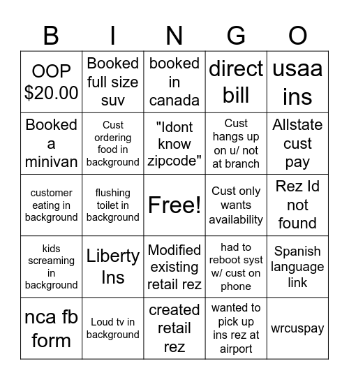 RRD Bingo Card