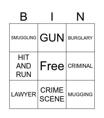 CRIME REPORT Bingo Card