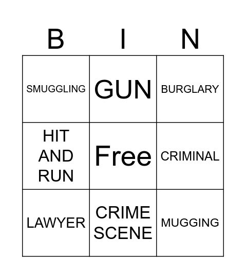CRIME REPORT Bingo Card