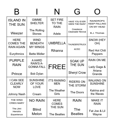 We've Been Having Weather Lately Bingo Card