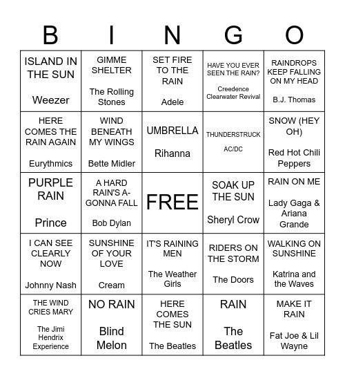 We've Been Having Weather Lately Bingo Card