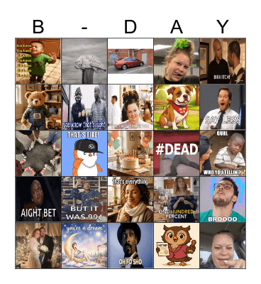 Ashley's Birthday Bingo Card