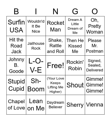 Music Bingo! Bingo Card