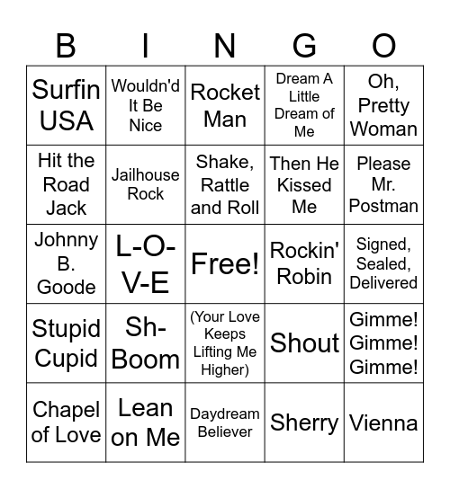 Music Bingo! Bingo Card
