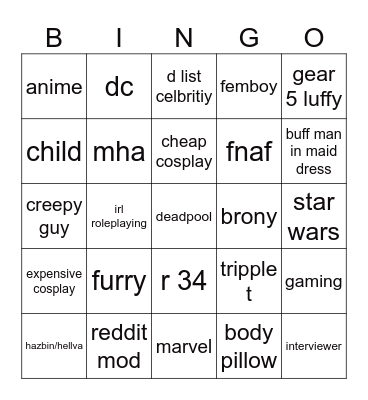 comic con BINGO Card