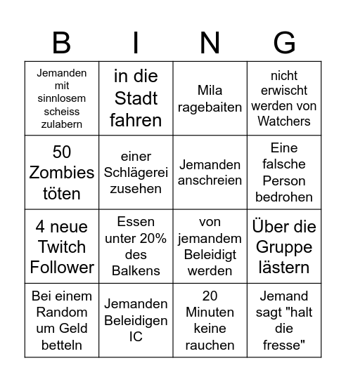 visionsboy Stream Bingo! Bingo Card