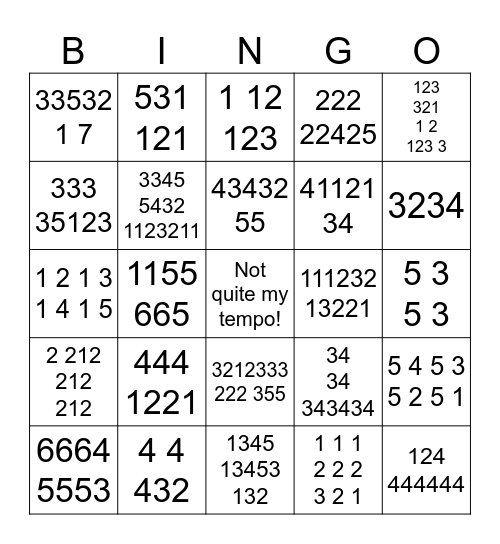 Scale Degree Bingo Card