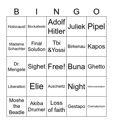 Night Bingo Card